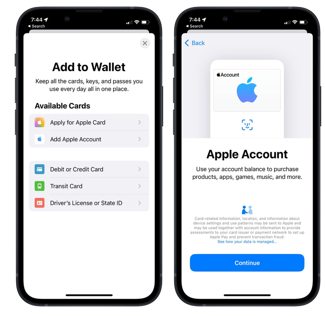 囊谦苹果手机维修分享iOS 15.5钱包App如何添加 Apple 账户 